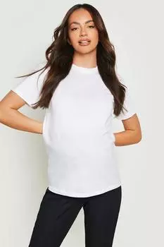 Хлопковая футболка для беременной Boohoo, белый