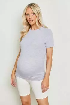 Хлопковая футболка для беременной Boohoo, серый