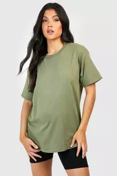 Хлопковая футболка для беременных boohoo, зеленый