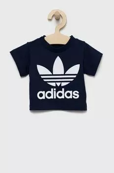 Хлопковая футболка для детей adidas Originals, темно-синий