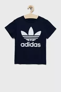 Хлопковая футболка для детей adidas Originals, темно-синий