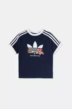 Хлопковая футболка для детей adidas Originals, темно-синий
