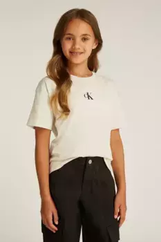 Хлопковая футболка для детей Calvin Klein Jeans, бежевый