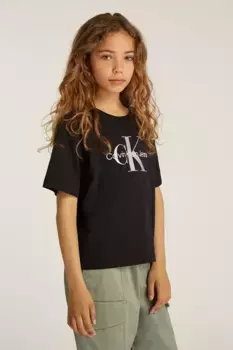Хлопковая футболка для детей Calvin Klein Jeans, черный