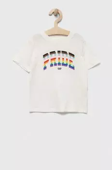 Хлопковая футболка для детей Gap, белый