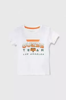 Хлопковая футболка для детей Guess, белый