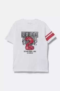 Хлопковая футболка для детей Guess, белый