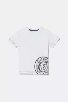 Хлопковая футболка для детей Guess, белый