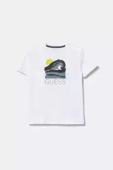 Хлопковая футболка для детей Guess, белый