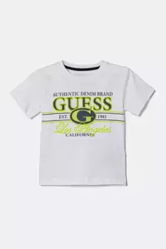 Хлопковая футболка для детей Guess, белый