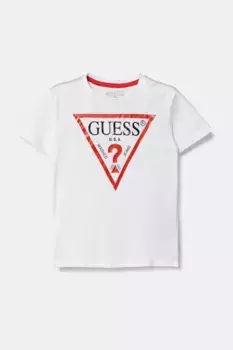 Хлопковая футболка для детей Guess, белый