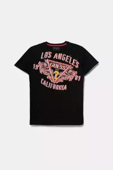 Хлопковая футболка для детей Guess, черный