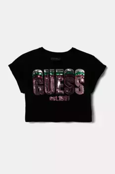 Хлопковая футболка для детей Guess, черный