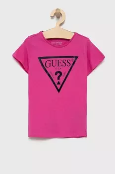 Хлопковая футболка для детей Guess, фиолетовый
