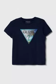 Хлопковая футболка для детей Guess, темно-синий