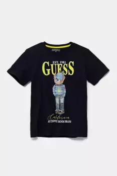 Хлопковая футболка для детей Guess, темно-синий