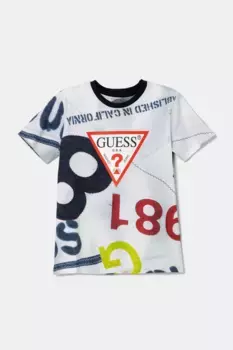 Хлопковая футболка для детей Guess, темно-синий