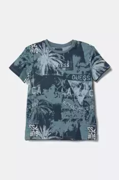 Хлопковая футболка для детей Guess, темно-синий