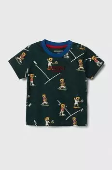 Хлопковая футболка для детей Guess, зеленый