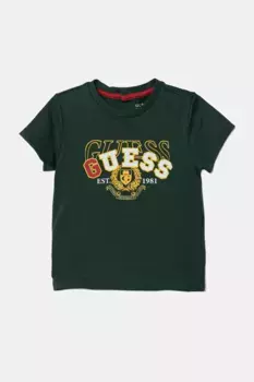 Хлопковая футболка для детей Guess, зеленый