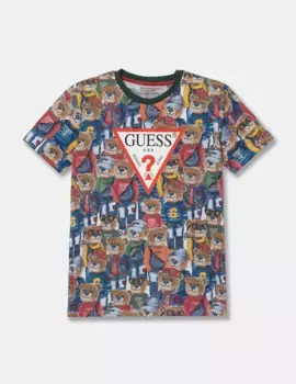 Хлопковая футболка для детей Guess, зеленый