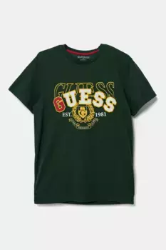 Хлопковая футболка для детей Guess, зеленый
