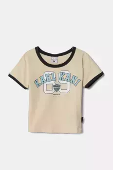 Хлопковая футболка для детей Karl Kani, бежевый
