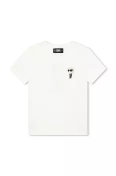 Хлопковая футболка для детей Karl Lagerfeld, белый