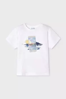Хлопковая футболка для детей Mayoral, белый