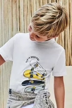 Хлопковая футболка для детей Mayoral, белый