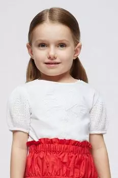 Хлопковая футболка для детей Mayoral, бежевый