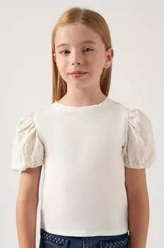 Хлопковая футболка для детей Mayoral, бежевый