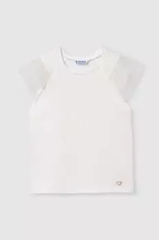 Хлопковая футболка для детей Mayoral, бежевый