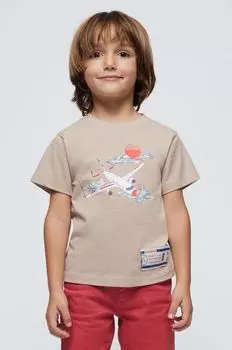Хлопковая футболка для детей Mayoral, бежевый