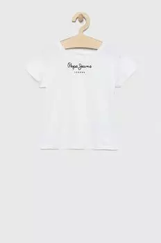 Хлопковая футболка для детей Pepe Jeans, белый