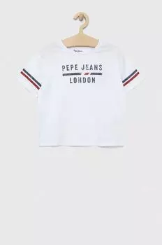 Хлопковая футболка для детей Pepe Jeans, белый