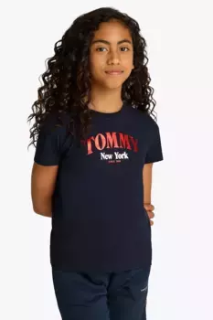 Хлопковая футболка для детей Tommy Hilfiger, темно-синий