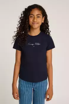 Хлопковая футболка для детей Tommy Hilfiger, темно-синий