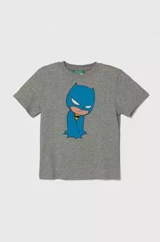 Хлопковая футболка для детей United Colors of Benetton, серый
