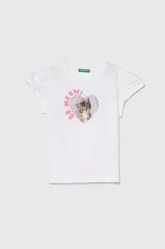 Хлопковая футболка для детей United Colors of Benetton, белый