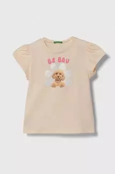 Хлопковая футболка для детей United Colors of Benetton, оранжевый