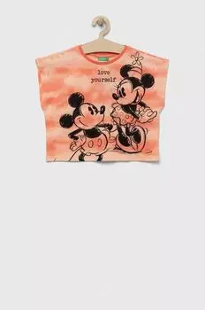 Хлопковая футболка для детей United Colors of Benetton, оранжевый