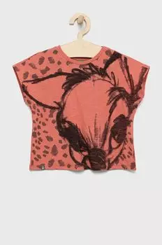 Хлопковая футболка для детей United Colors of Benetton, оранжевый