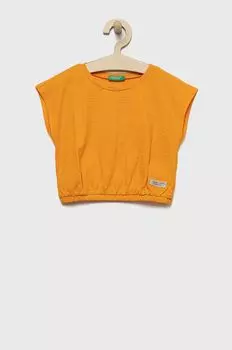 Хлопковая футболка для детей United Colors of Benetton, оранжевый