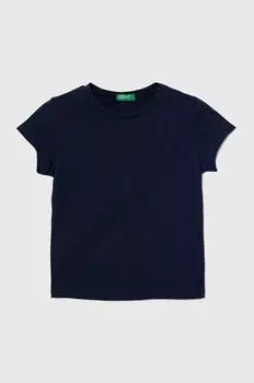 Хлопковая футболка для детей United Colors of Benetton, темно-синий