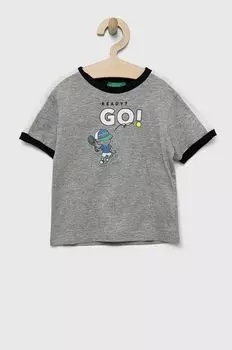 Хлопковая футболка для детей United Colors of Benetton, серый