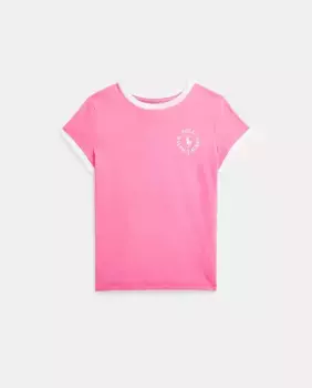 Хлопковая футболка для девочек с короткими рукавами Polo Ralph Lauren, цвет Rosa