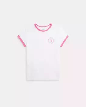 Хлопковая футболка для девочек с короткими рукавами Polo Ralph Lauren, белый