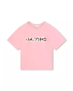Хлопковая футболка для девочек с логотипом спереди Marc Jacobs, розовый