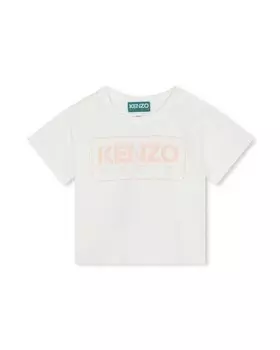 Хлопковая футболка для девочки Kenzo Kids, белый
